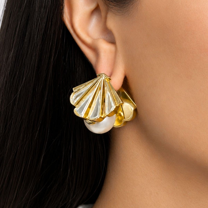 Feni Pearl Mirror Hoops