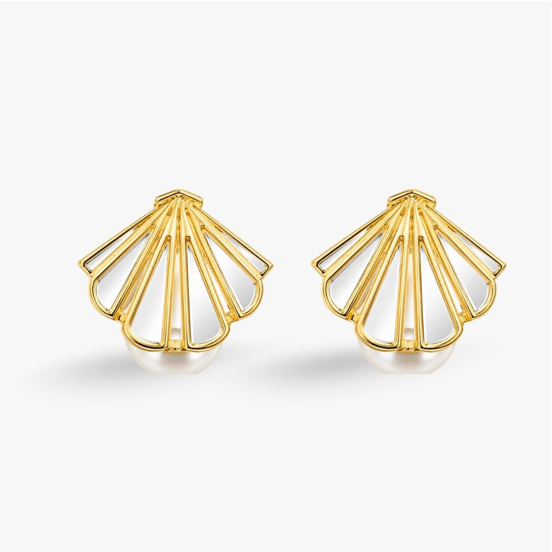 Feni Pearl Mirror Hoops