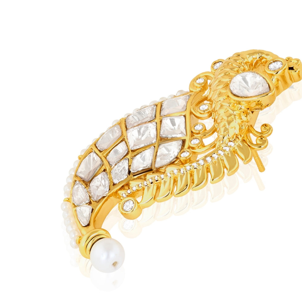 Polki Peacock Dagger Pearl Earrings