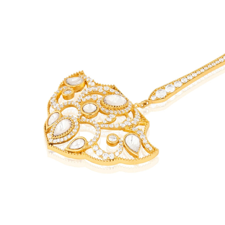 Polki Crown Fan Long Earrings