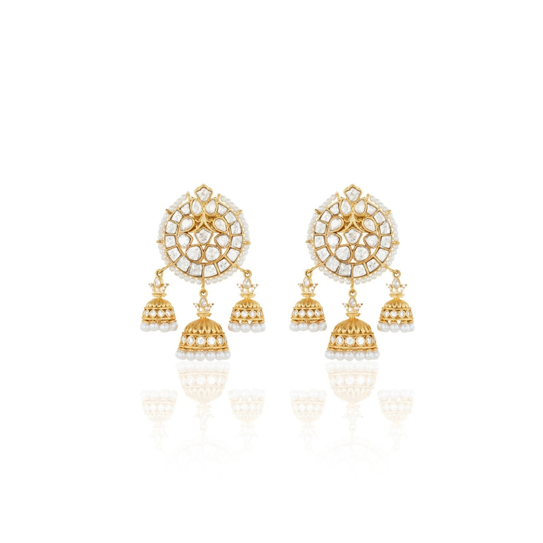 Polki Gilded Jhumka Earrings