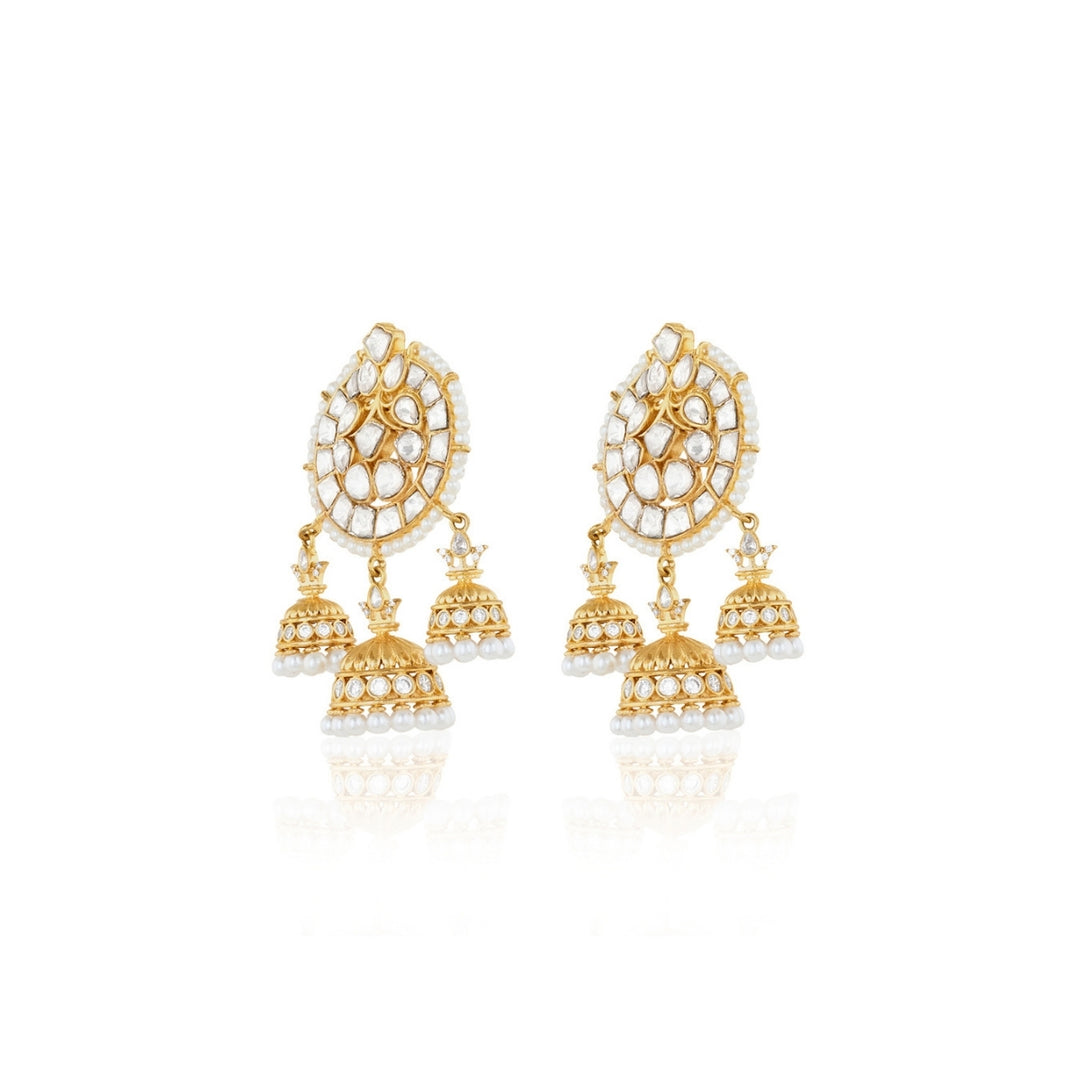 Polki Gilded Jhumka Earrings
