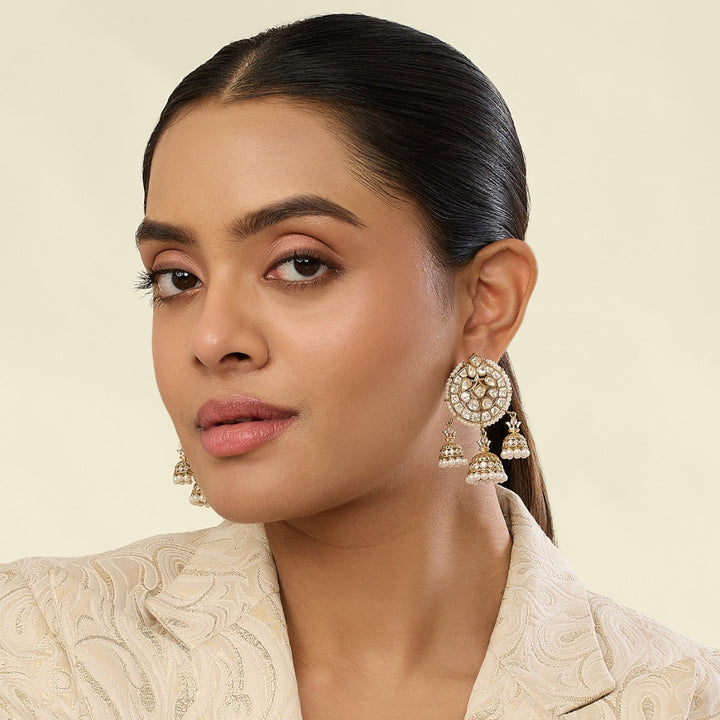Polki Gilded Jhumka Earrings