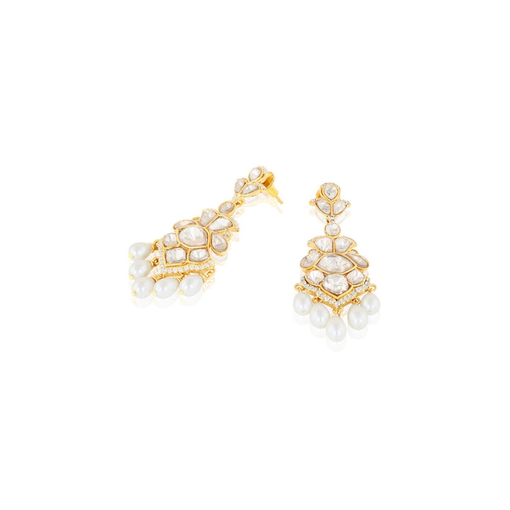 Polki Cascade Pearl Long Earrings