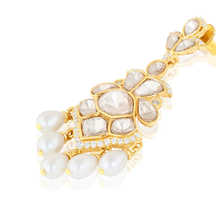 Polki Cascade Pearl Long Earrings