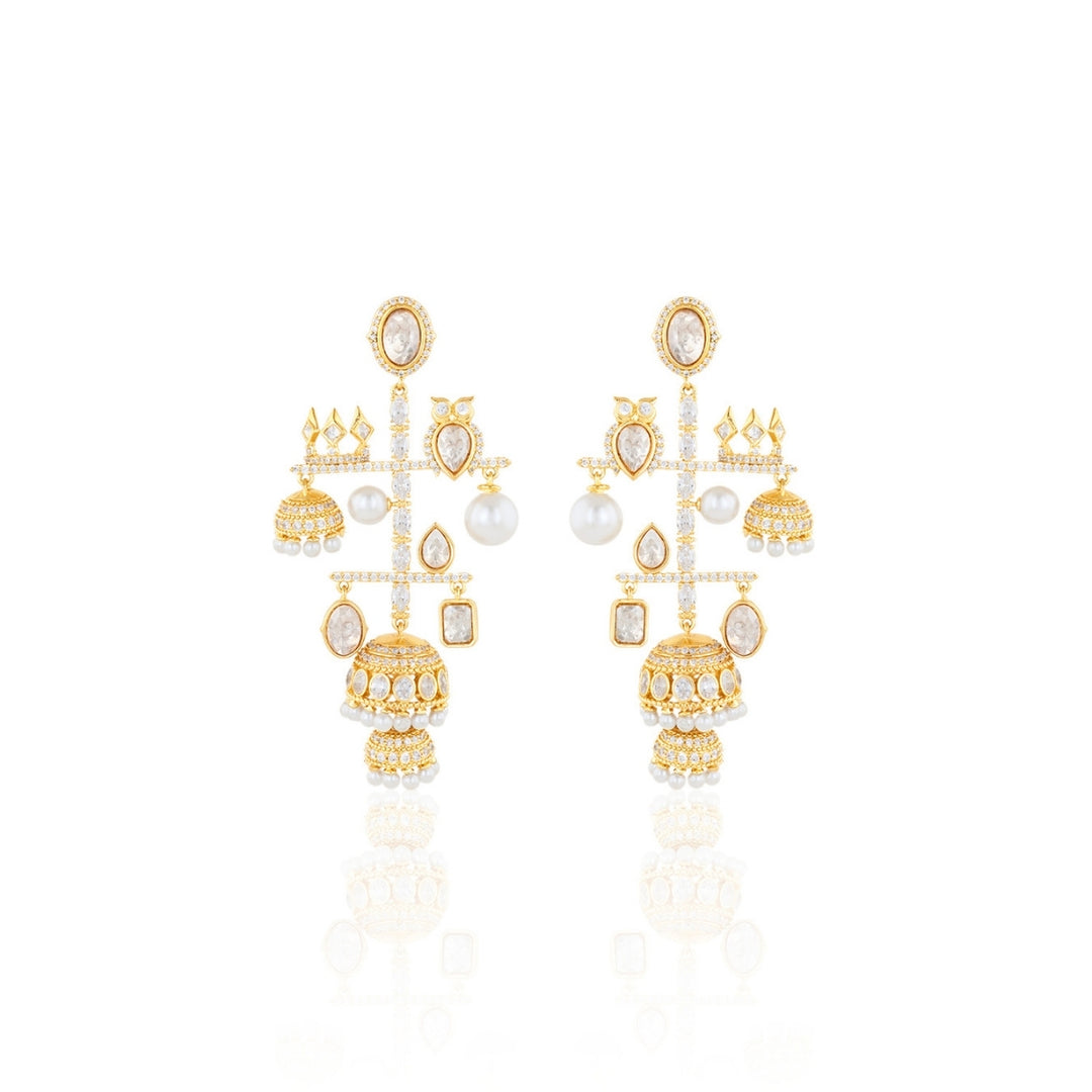 Polki Queen of the Enchanted Forest Pearl  Earrings