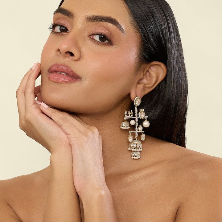 Polki Queen of the Enchanted Forest Pearl  Earrings