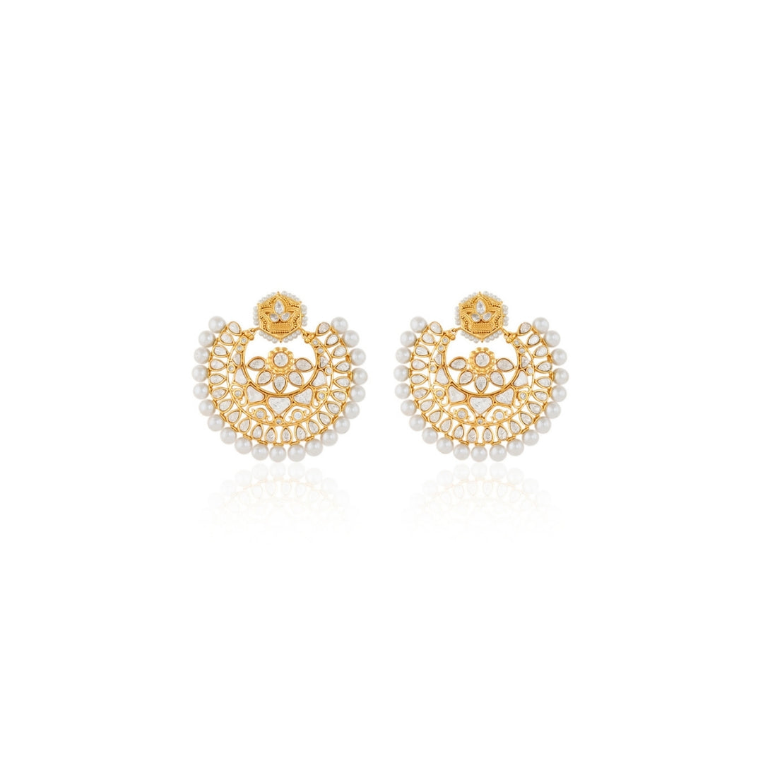 Polki Regal Chand Pearl Earrings