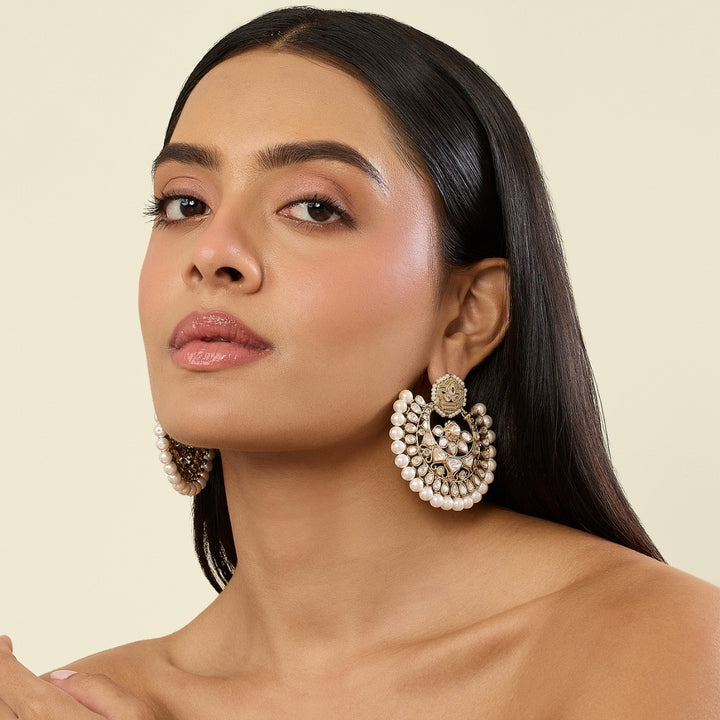 Polki Regal Chand Pearl Earrings