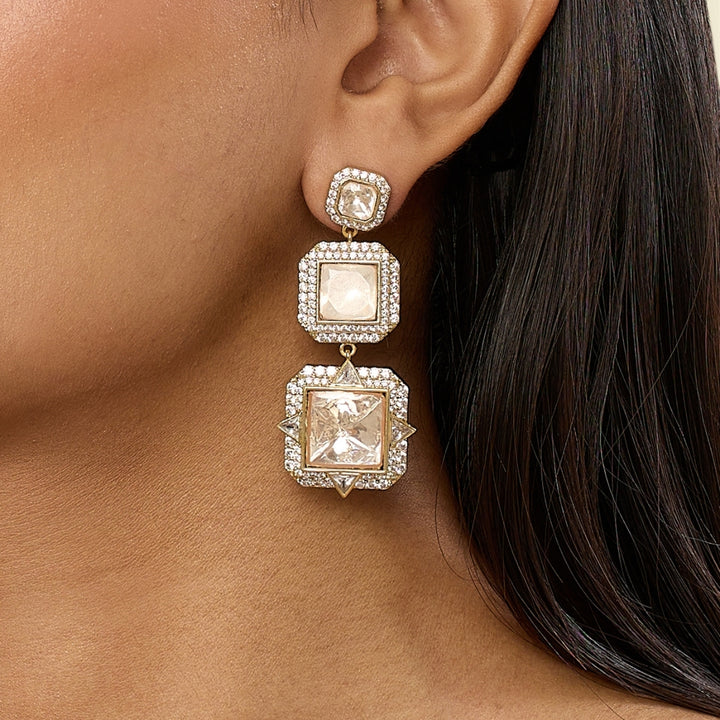 Polki Empress Statement Long Earrings