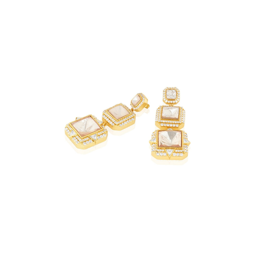 Polki Empress Statement Long Earrings