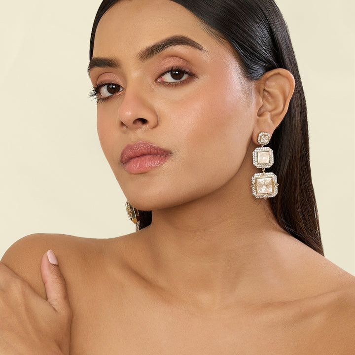 Polki Empress Statement Long Earrings
