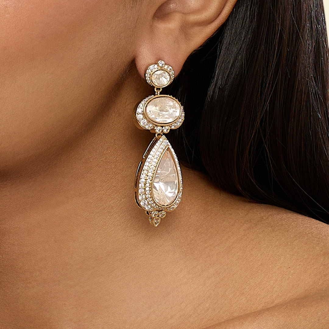 Polki Royal Ascend Statement Long Earrings