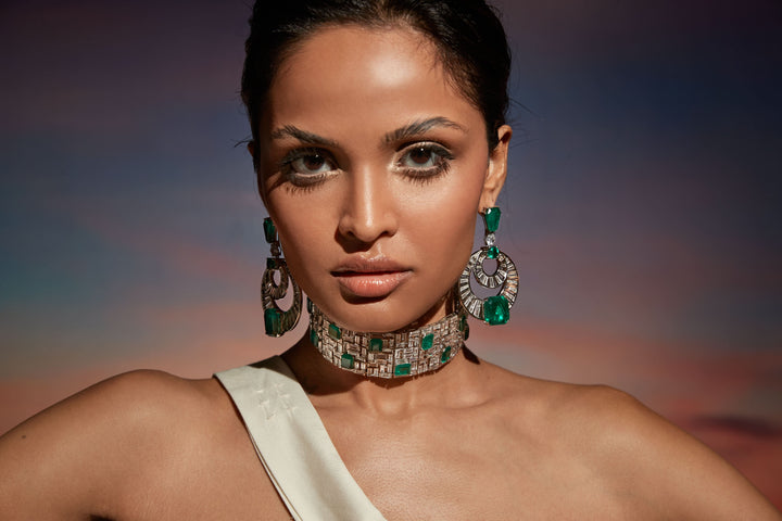 Doublet Emerald Moon Bali Earrings