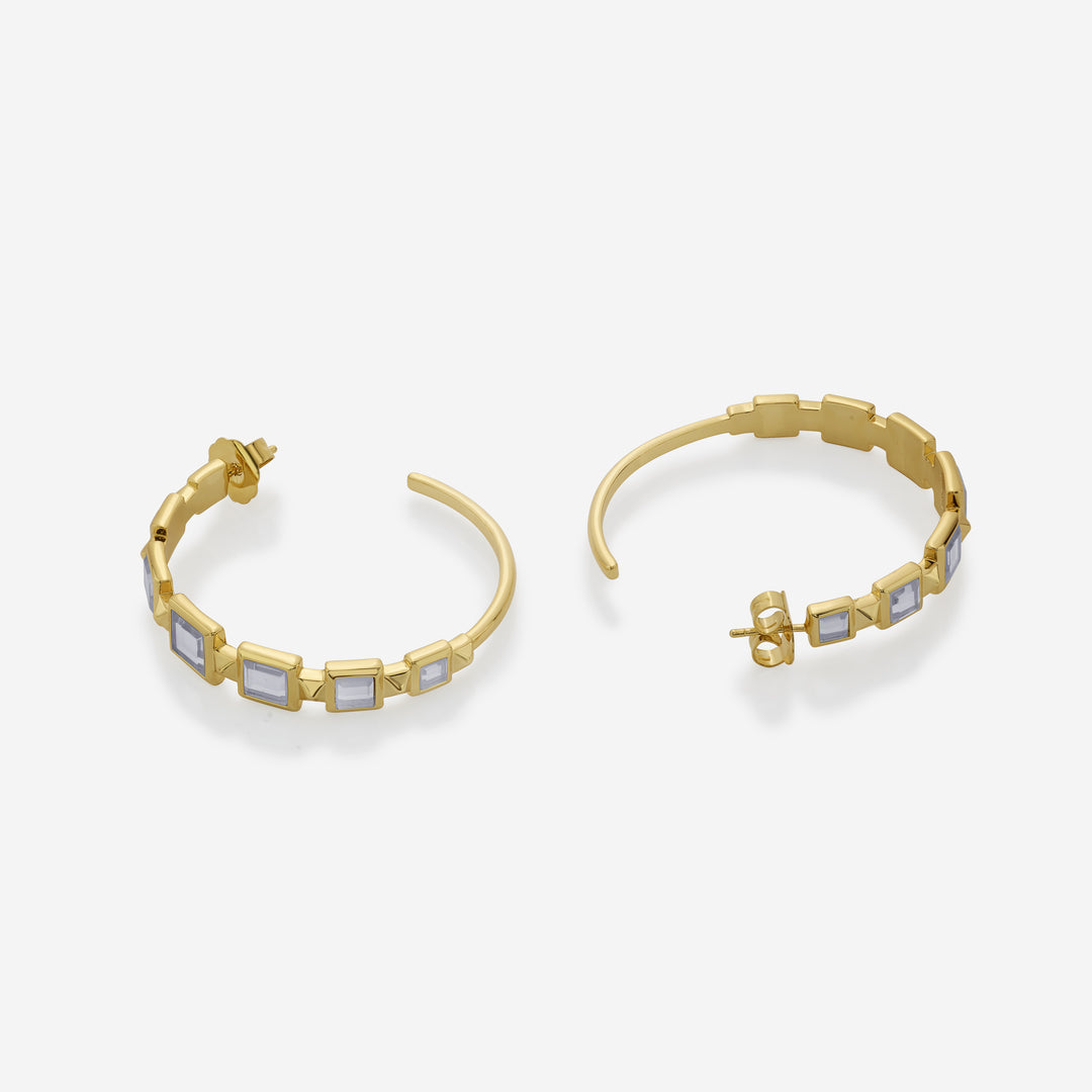Limelight Mirror & Metal Pyramid Hoop Earrings