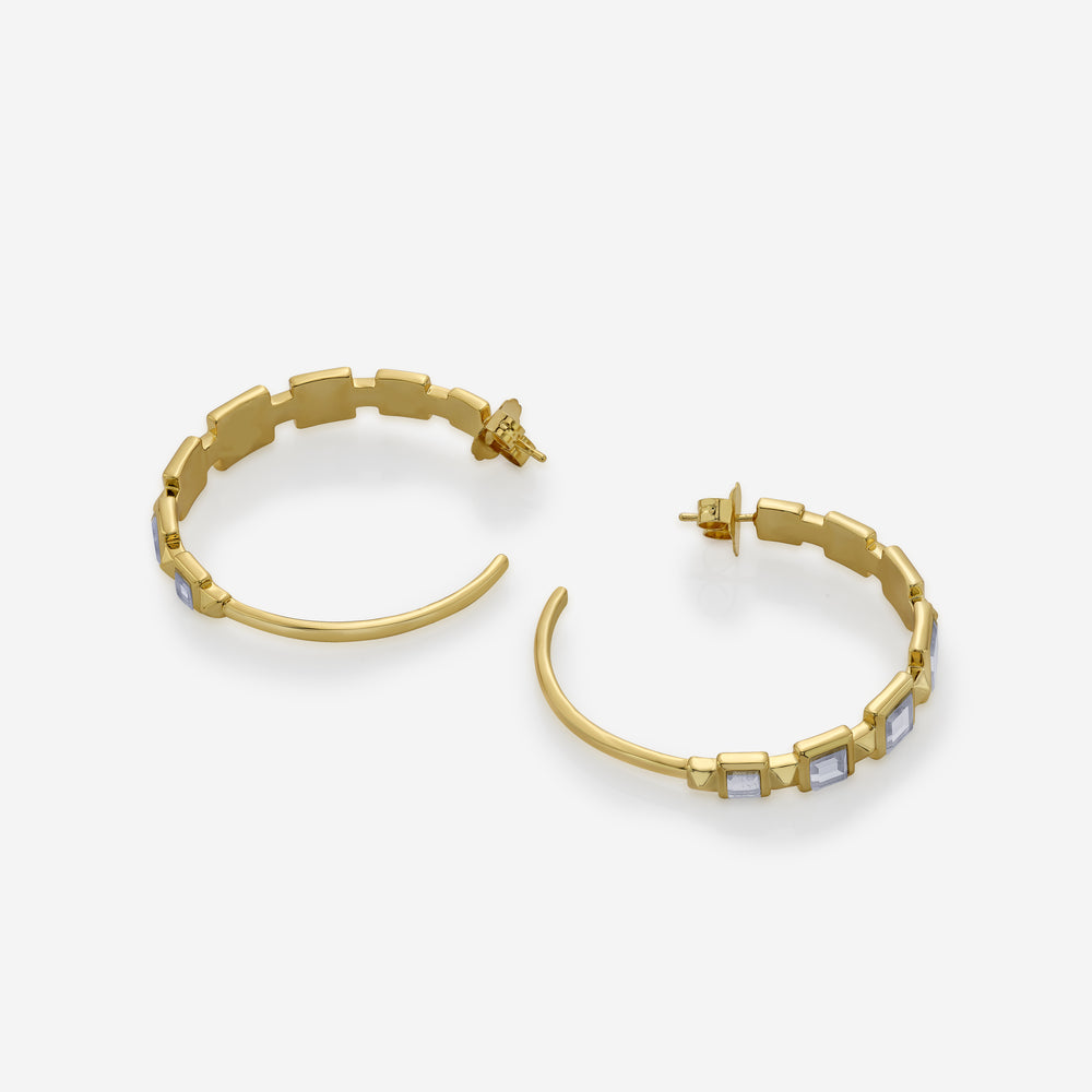 Limelight Mirror & Metal Pyramid Hoop Earrings