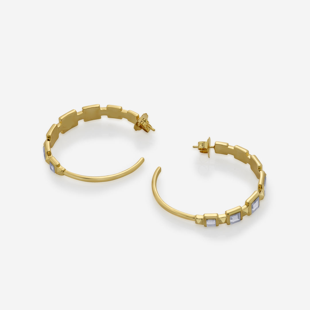 Limelight Mirror & Metal Pyramid Hoop Earrings