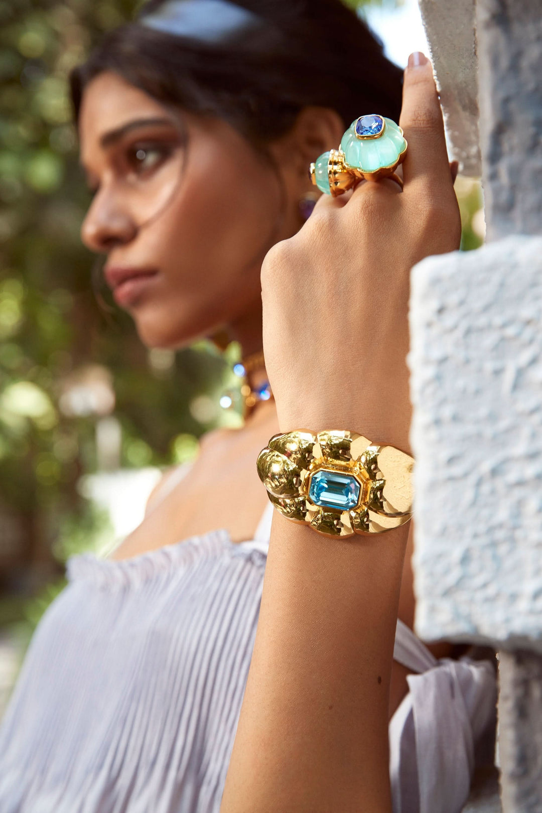 Aqua Gold Statement Cuff