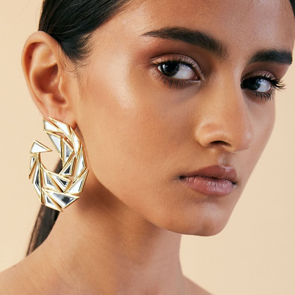 Demi Goddess Divine Mirror Statement Earrings