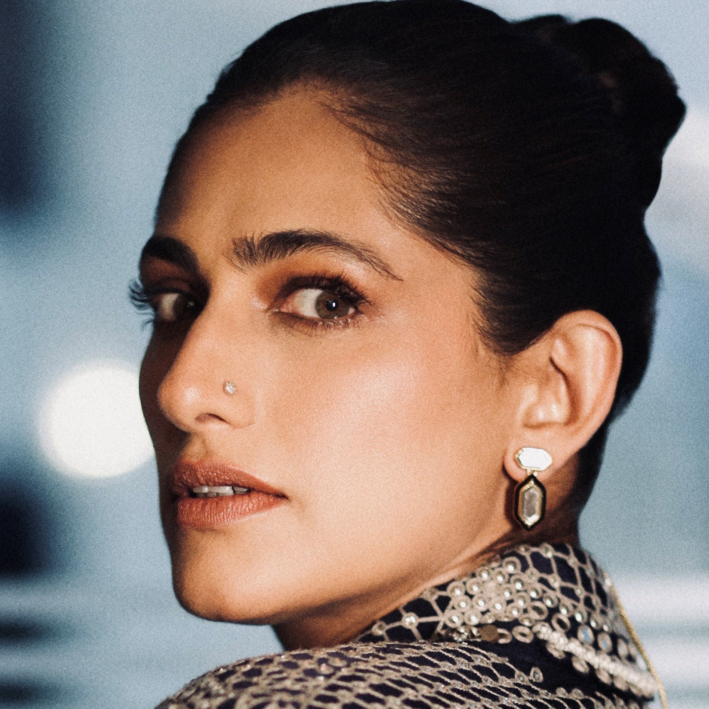 Amina Mirror Stud Earrings - Isharya | Modern Indian Jewelry