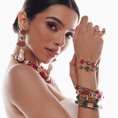 Begum Haute Pink Mirror Bracelet - Isharya | Modern Indian Jewelry