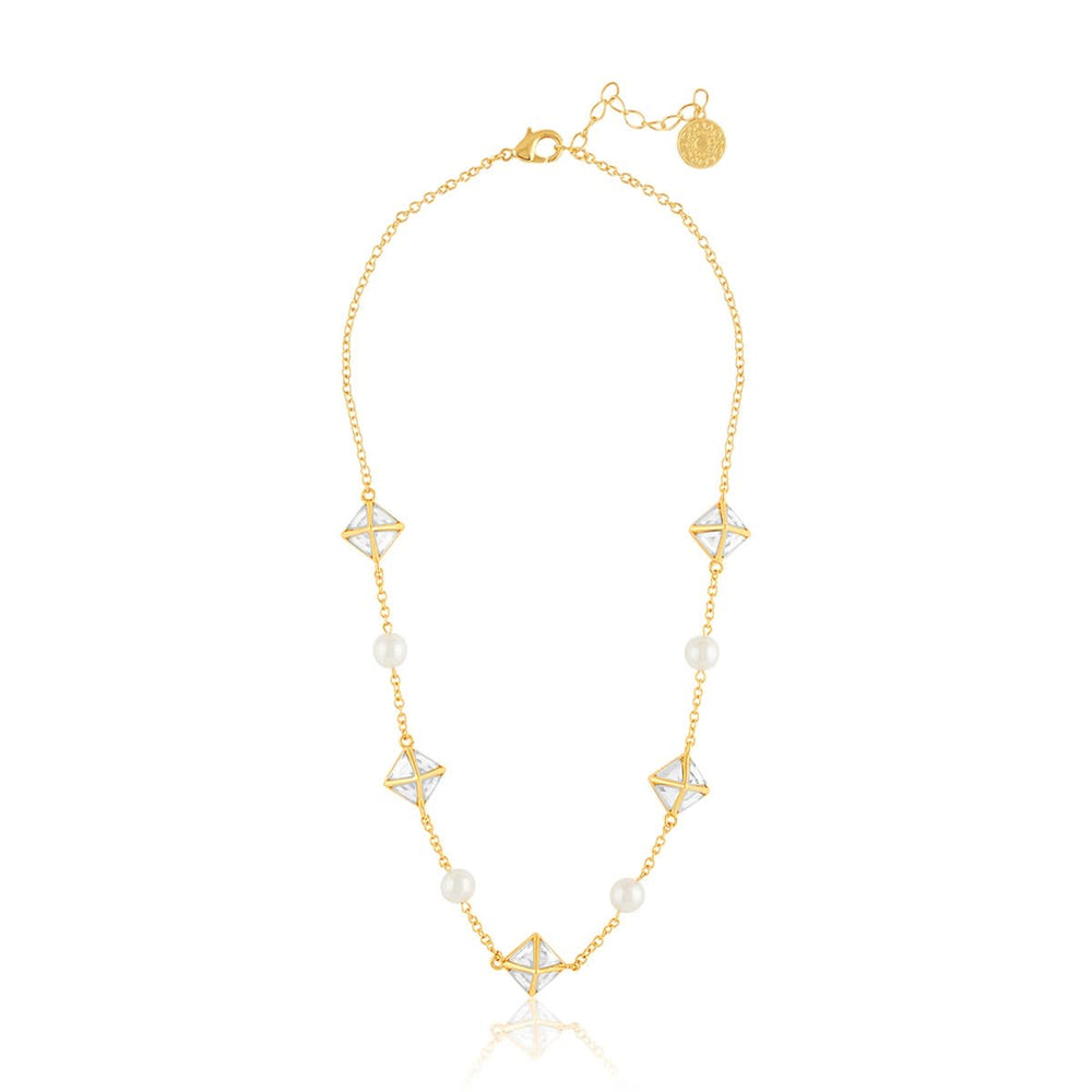 Pyramid Mirror And Pearl Necklace