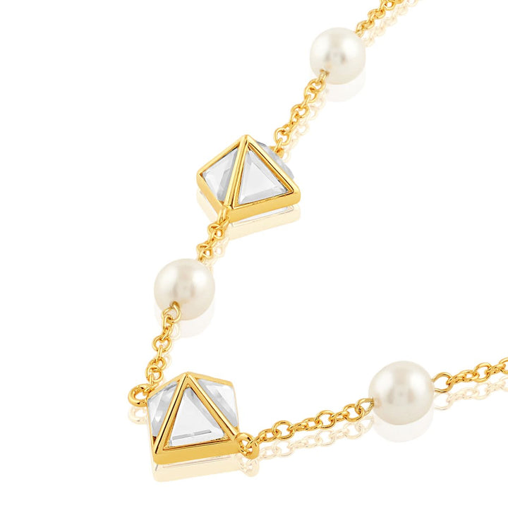 Pyramid Mirror And Pearl Necklace