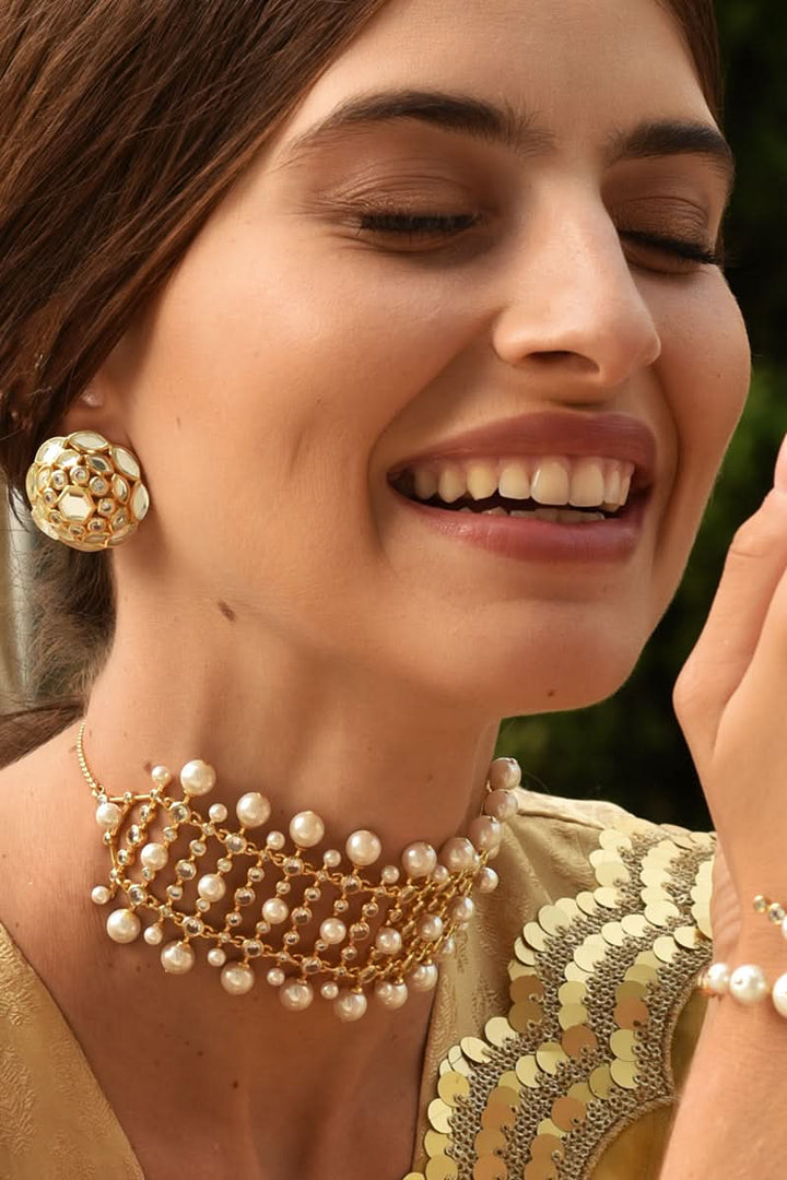 Crystal Pearl Tassel Choker