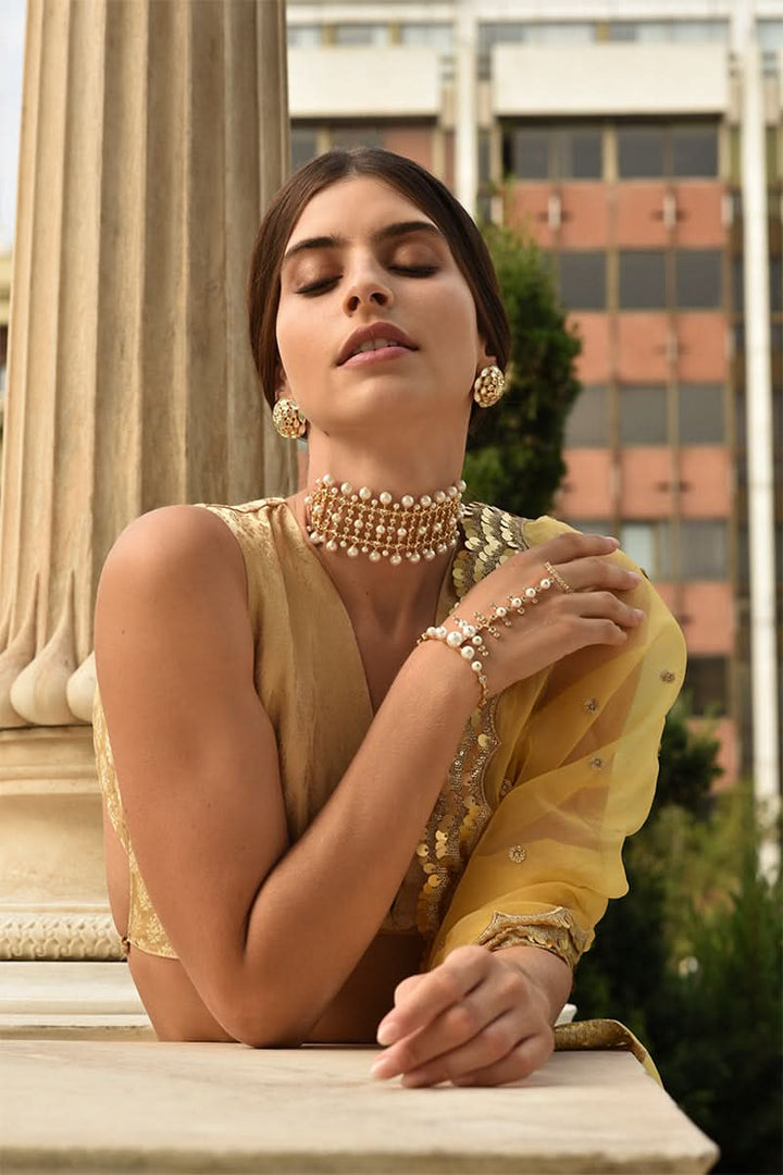 Crystal Pearl Tassel Choker