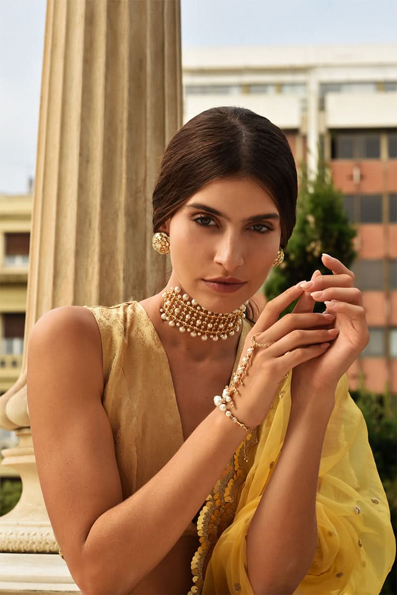 Crystal Pearl Tassel Choker