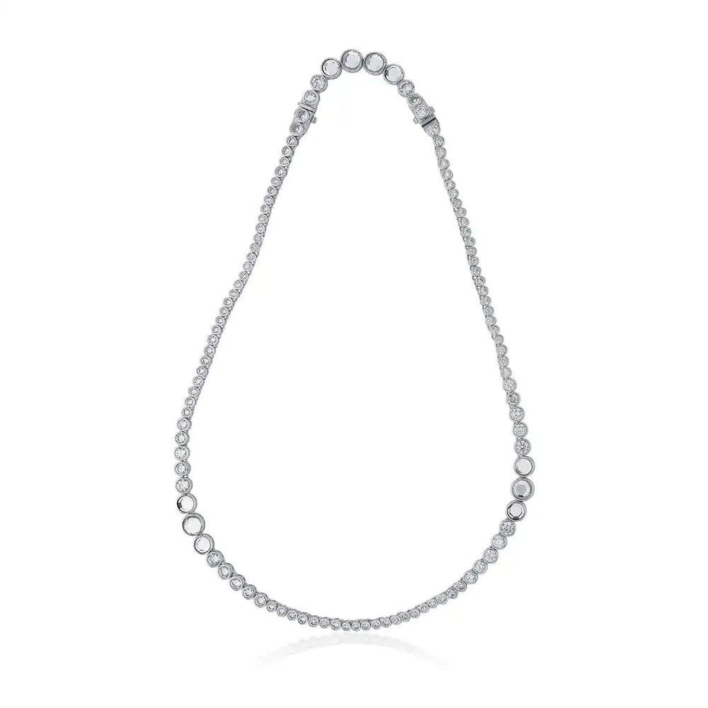 Nazm Mirror & CZ Silver Long Necklace