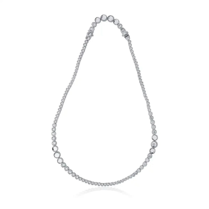 Nazm Mirror & CZ Silver Long Necklace