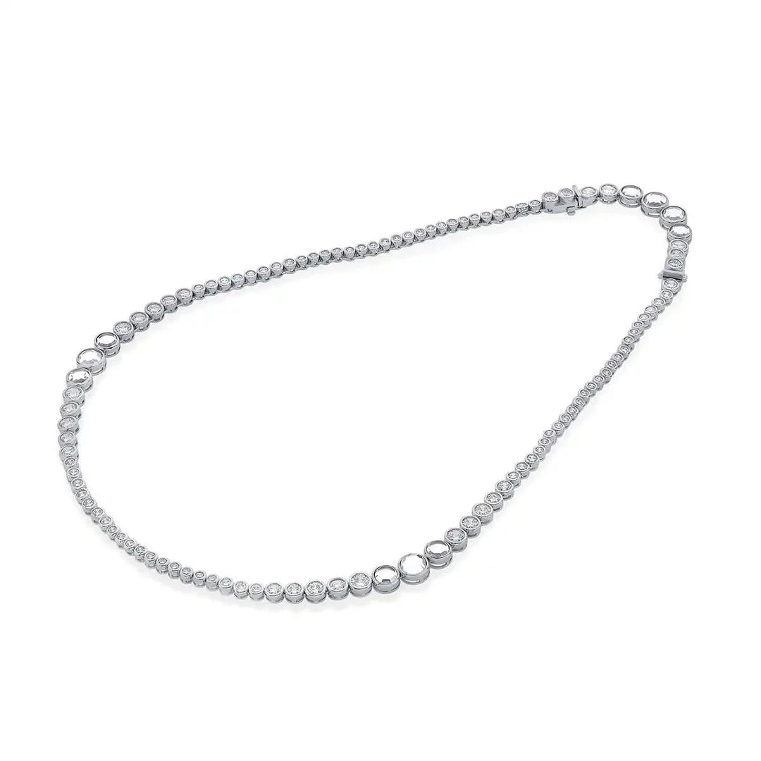 Nazm Mirror & CZ Silver Long Necklace