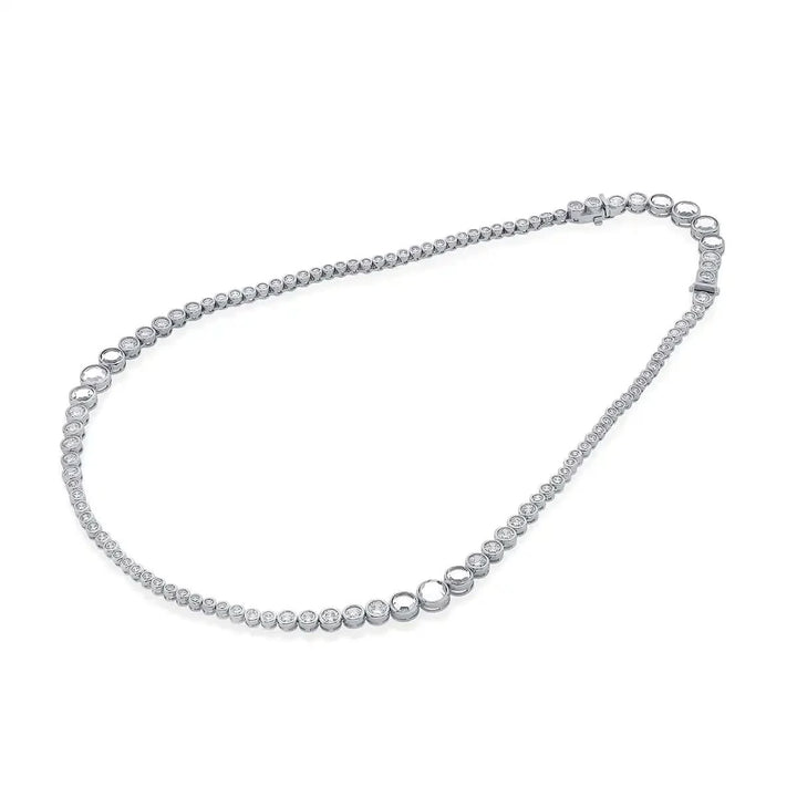 Nazm Mirror & CZ Silver Long Necklace