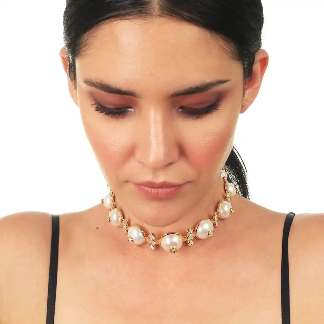 Nazm Pearl & CZ Choker