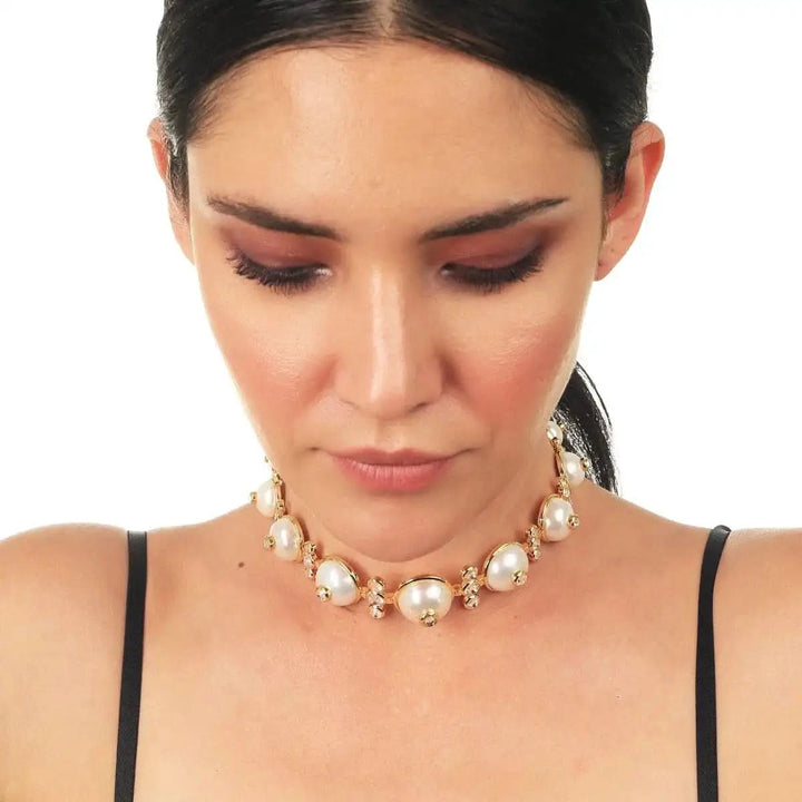Nazm Pearl & CZ Choker