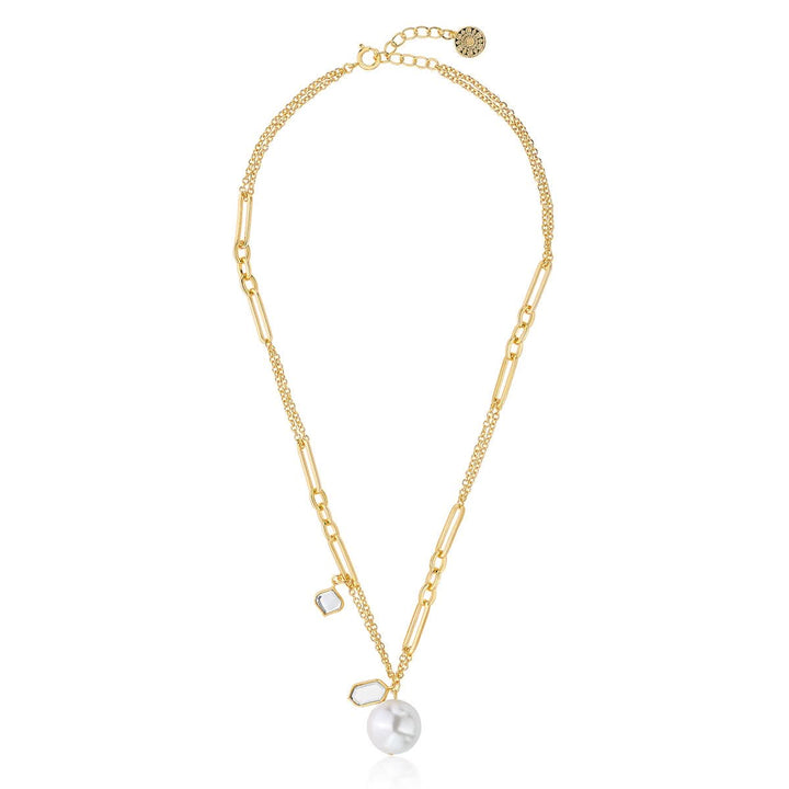 Amara Pearl & Mirror Duo Necklace