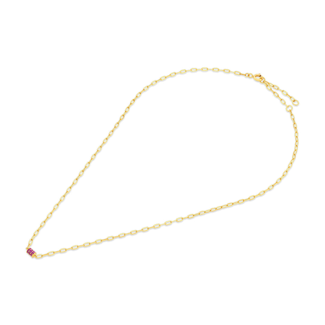 Pink CZ Link Necklace