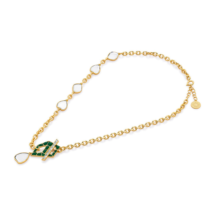 Fiesta Hydro Emerald Toggle Necklace - Isharya | Modern Indian Jewelry