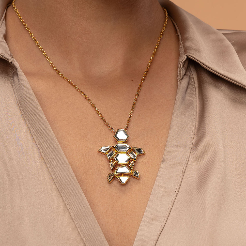 Flash Mirror Turtle Necklace - Isharya | Modern Indian Jewelry