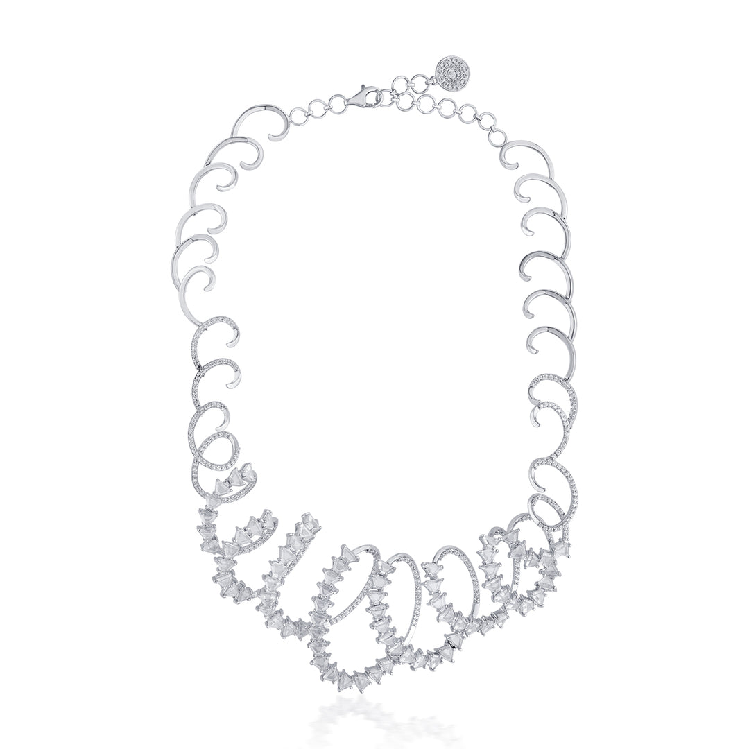 Kyoto 925 Silver Spiral Rève Crystal Necklace