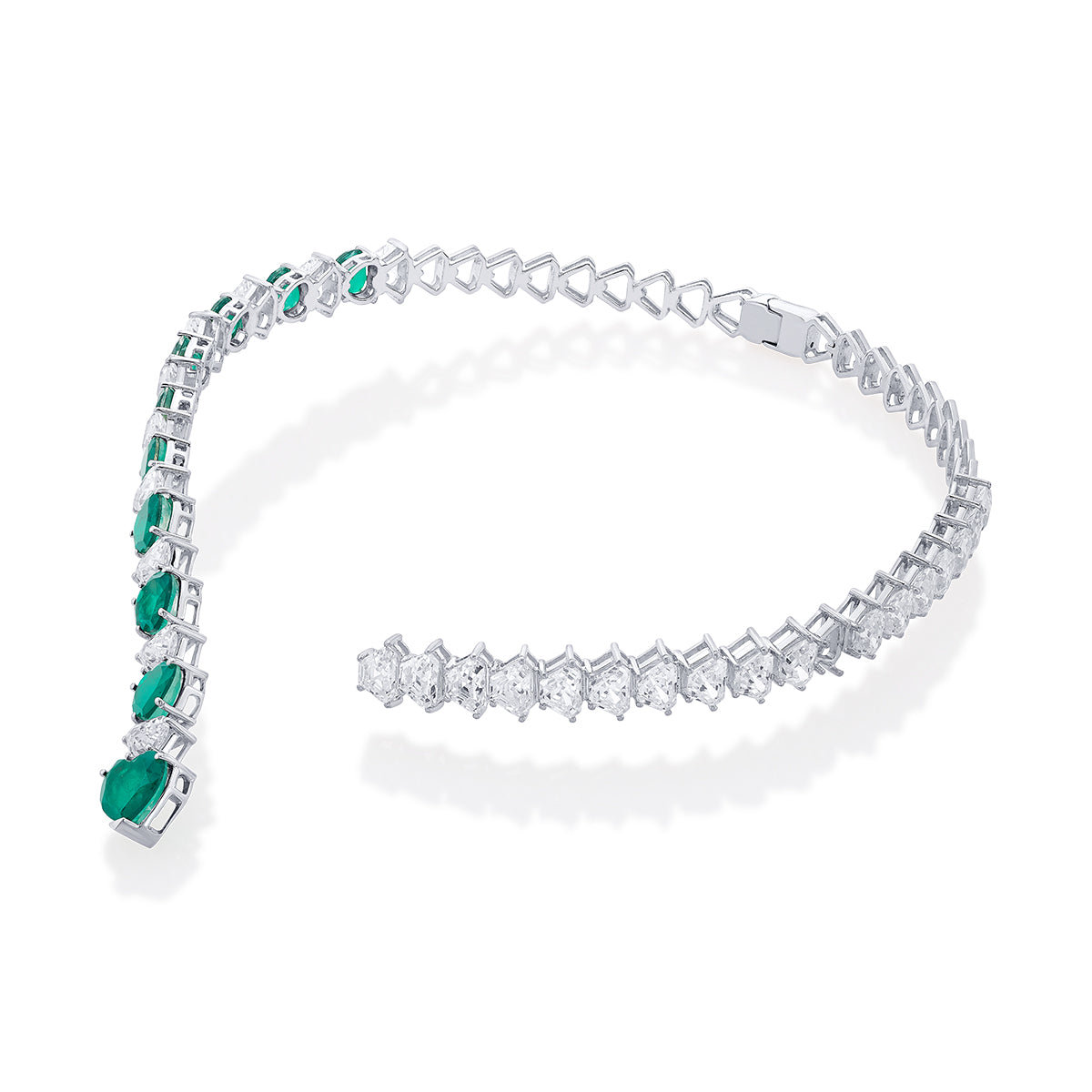 Provence 925 Silver Emerald Doublet Coil Necklace - Isharya | Modern Indian Jewelry