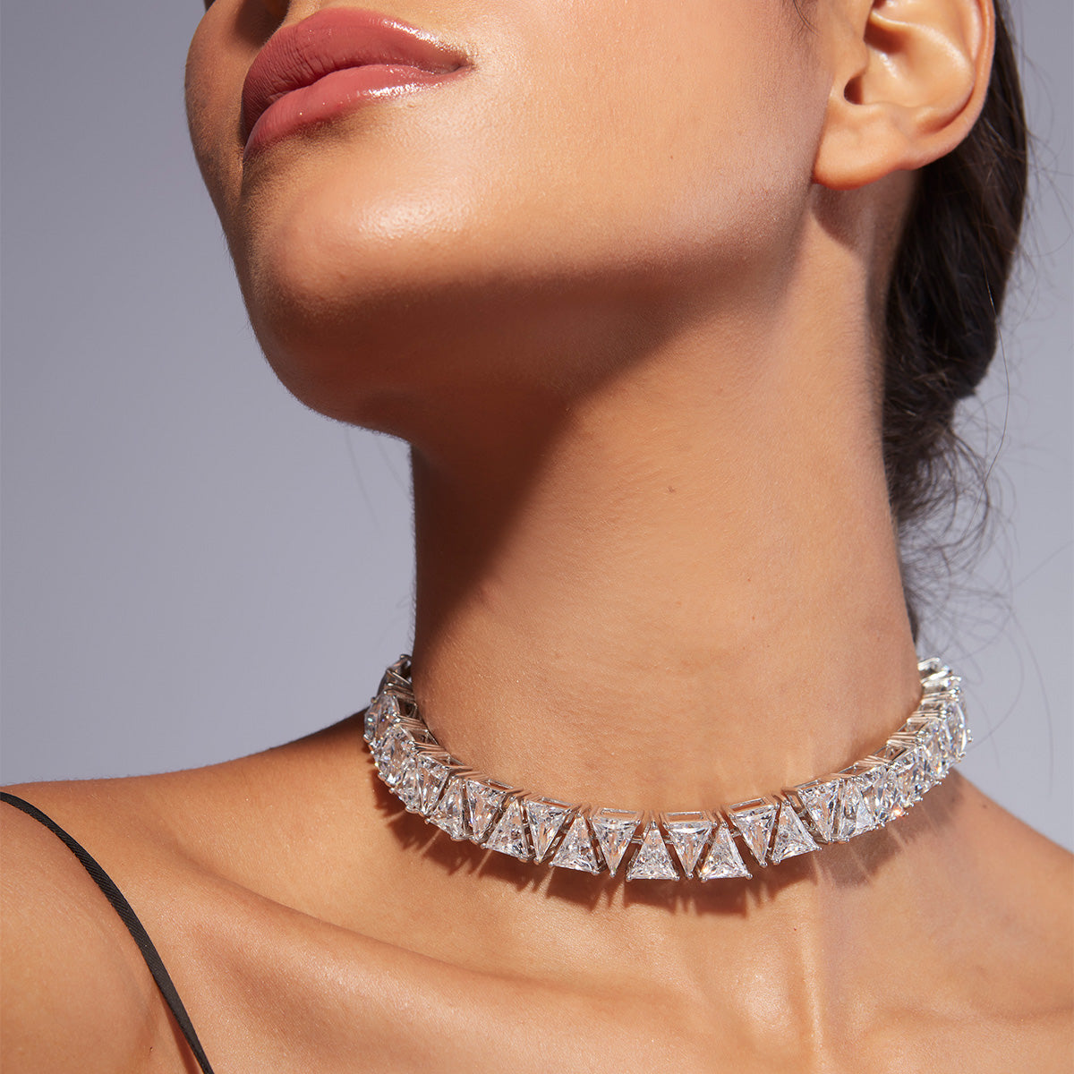 Louvre 925 Silver Maxi Reve Crystal Choker - Isharya | Modern Indian Jewelry