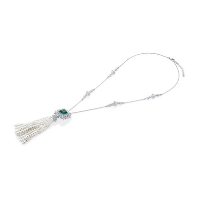 Provence 925 Silver Startburst Pearl Tassel Necklace - Isharya | Modern Indian Jewelry