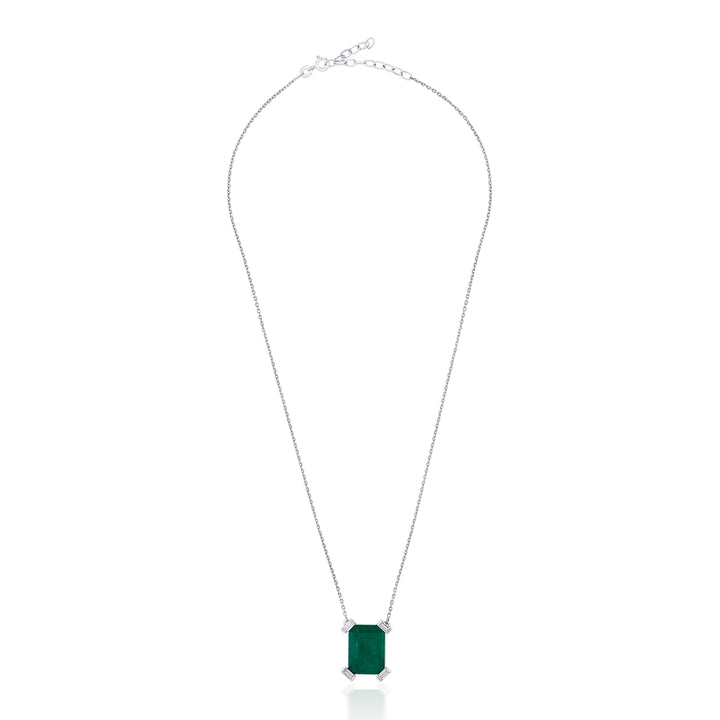 Provence 925 Silver Emerald Doublet Pendant Necklace - Isharya | Modern Indian Jewelry