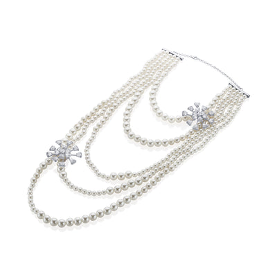 Bahamas 925 Silver Botticelli Pearl Necklace - Isharya | Modern Indian Jewelry