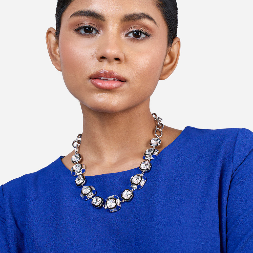 Digital Blue Crystal Necklace - Isharya | Modern Indian Jewelry