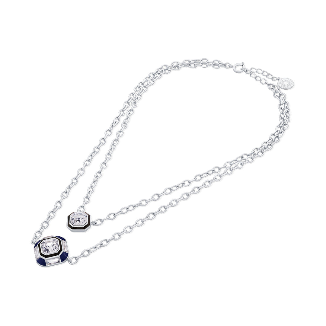 Digital Blue Layered Crystal Necklace