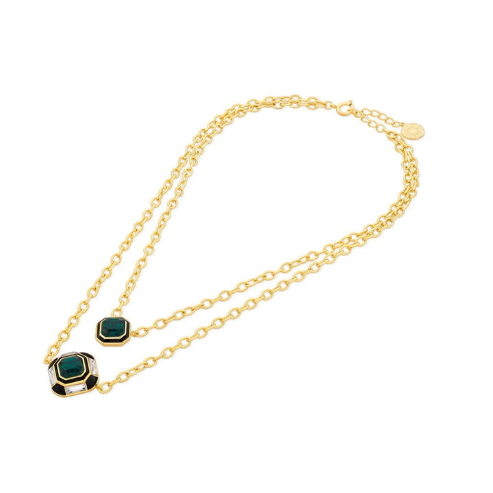 Jungle Green Layered Crystal Necklace