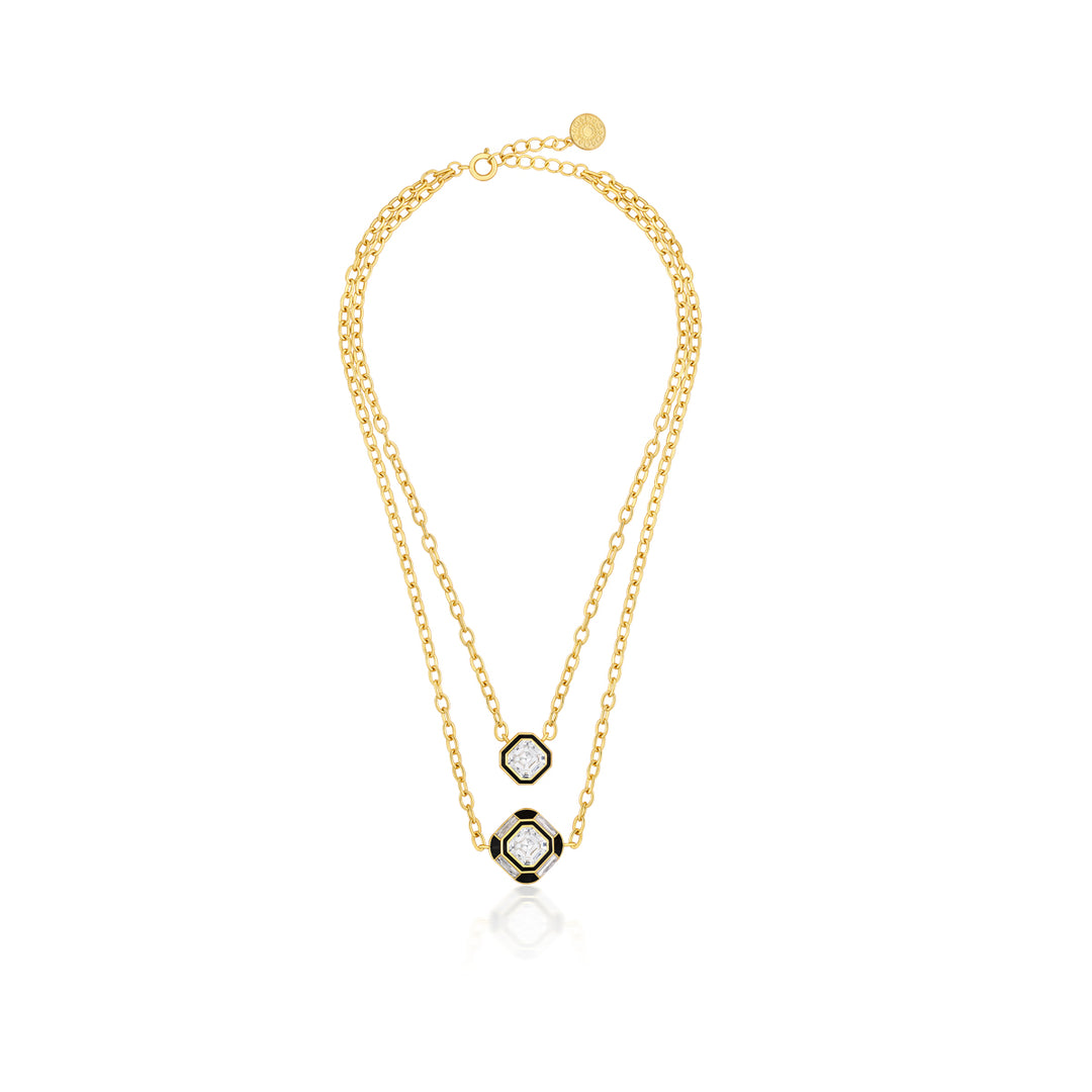 Optic Layered Crystal Necklace - Isharya | Modern Indian Jewelry